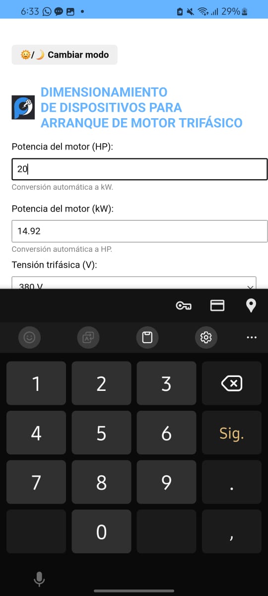 CalcMotor pantalla 1