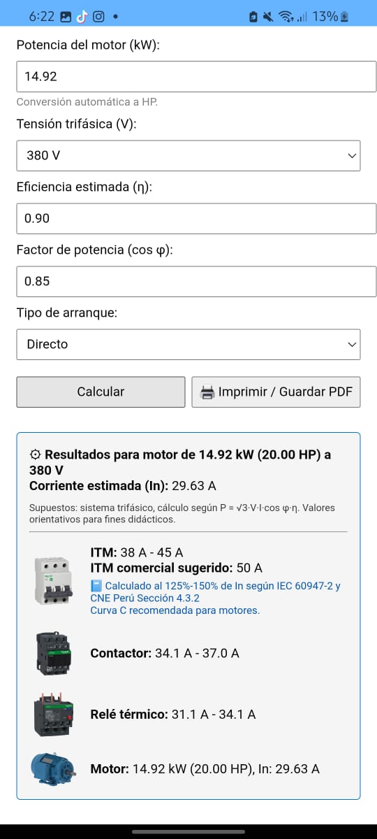CalcMotor pantalla 2