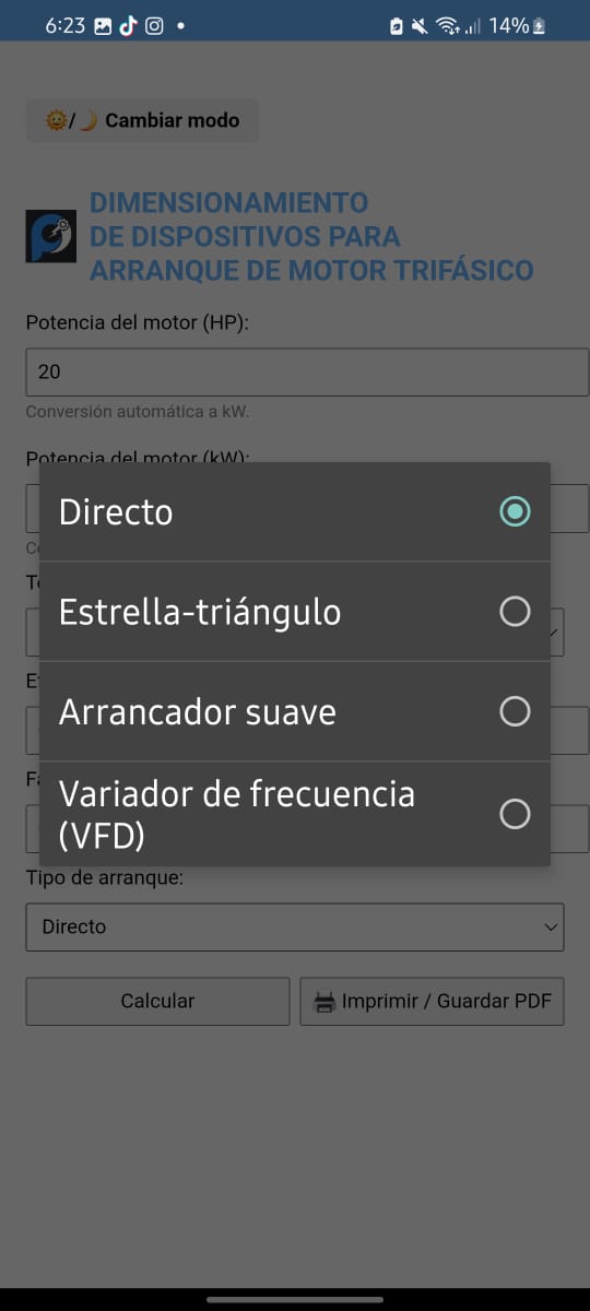 CalcMotor pantalla 3